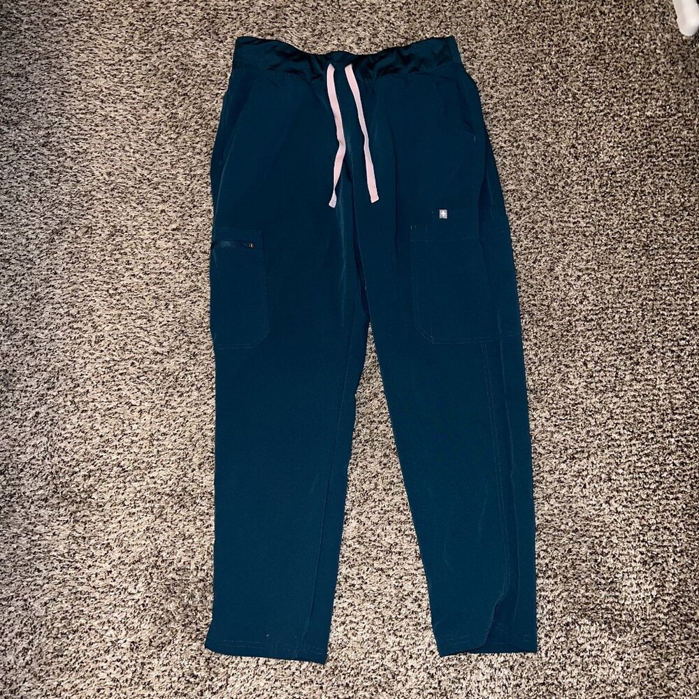 Womens Figs Yola High Waisted Scrub Pants Caribbean Blue